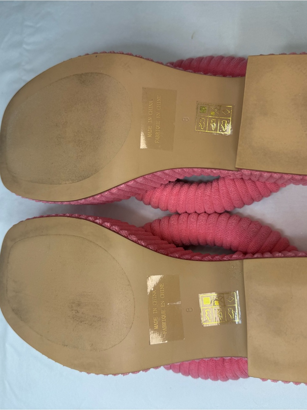 Jeffery Campbell Pink Platform Thong Sandals |Barbiecore Ripped Corduroy Slides - Picture 5 of 8